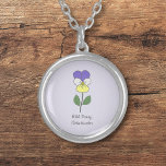 Botanisk Vild Pansy Pastel Flower Necklace Silverpläterat Halsband<br><div class="desc">En Necklace med en botanisk Vild Pansy Flower illustration i Pastel färg (Viola tricolor) och en anpassade text: perfekt för en födelsedagspresent. Violet är födelseblomman i februari,  blomman av Capricorn och symboliserar kärlek,  beundran och hågkomst.</div>