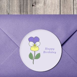 Botanisk Vild Pansy Pastel Flower Sticker Runt Klistermärke
