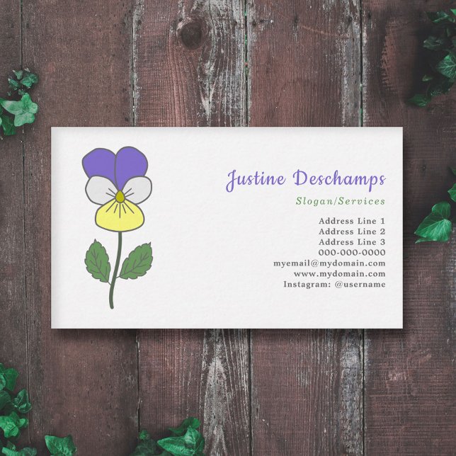 Botanisk Vild Pansy Pastel Flower Visitkort (Botanical Wild Pansy Pastel Flower Business Card)