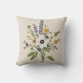 Botanisk Vildblomma Broderad Kuddsläng Kudde