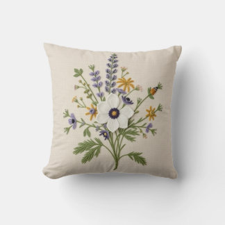Botanisk Vildblomma Broderad Kuddsläng Kudde