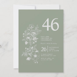 Botanisk Vildblomma Dammt blå 46-årsdag Inbjudningar