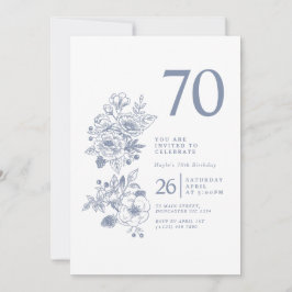 Botanisk Vildblomma Dammt blå 70-årsdag Inbjudningar