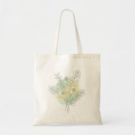 Botanisk Vildblomma Linje Konst Minimalistisk Blom Tygkasse