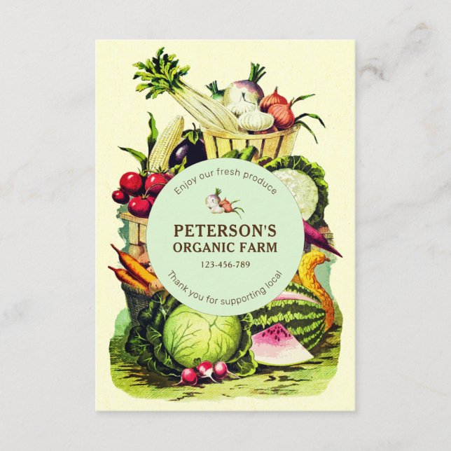 Botanisk Vintage Lokal Grönsaksodlare Tilläggskort (Framsida)