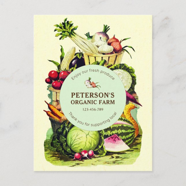Botanisk Vintage Lokal grönsaksodlare Vykort (Framsida)