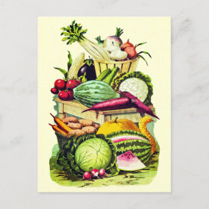 Botanisk Vintage Vegetables Garden Farm Harvest Vykort