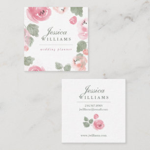 Botanisk visitkort för rosa vattenfärgro