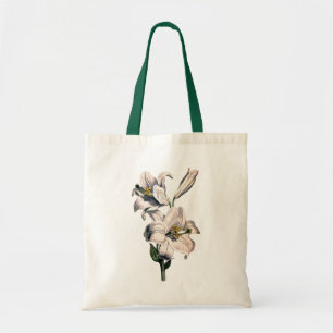 BOTANISK VITE LILILIES ILLUSTRATION TYGKASSE