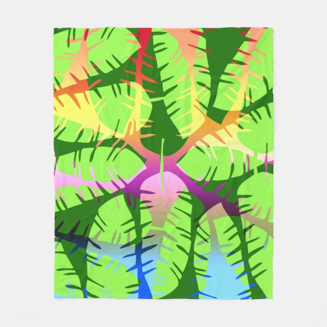 BOTANISKA ABSTRAKTA BANANBLAD FLEECEFILT (Framsidan)