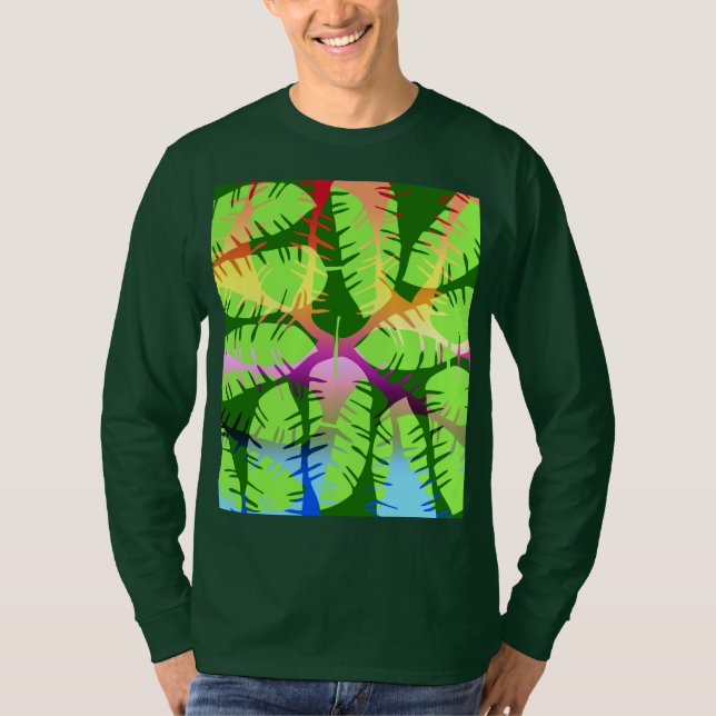 BOTANISKA ABSTRAKTA BANANBLAD  T-Shirt (Framsida)