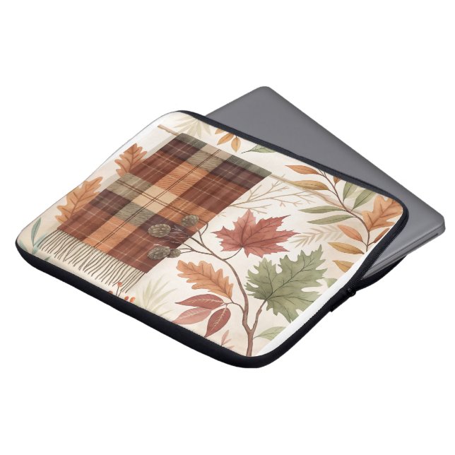 Botaniska Abstrakten Laptop sleeve - Jordnära Löv (Framsida topp)