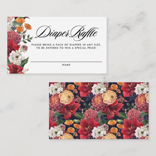 Botaniska Amaryllis Baby Shower Raffle Tilläggskort (Fram/baksida)