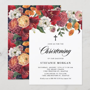 Botaniska Amaryllis och Morsa Blommigt Christening Inbjudningar