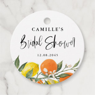 Botaniska Apelsiner och Citroner Bröllopsdusch Gåvor Etiketter
