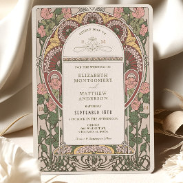 Botaniska art nouveau Bröllop Inbjudningar