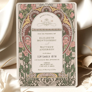 Botaniska art nouveau Bröllop Inbjudningar