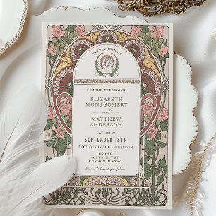 Botaniska art nouveau Bröllop Inbjudningar