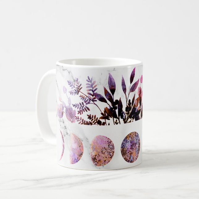 Botaniska asmetystopala Måne-faser Kaffemugg (Framsida vänster)
