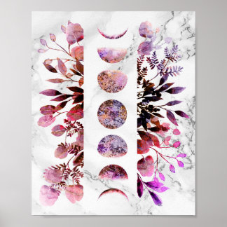 Botaniska asmetystopala Måne-faser Poster