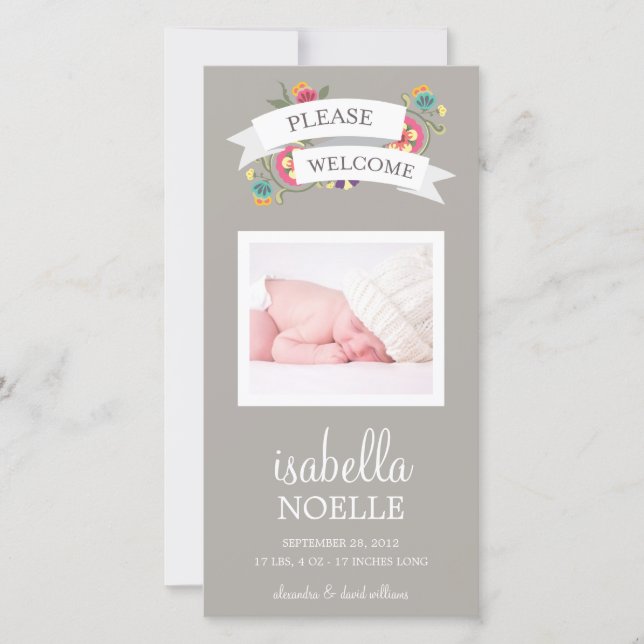 BOTANISKA BABY | FÖDELSEMEDDELANDE MEDDELANDE (Framsida)