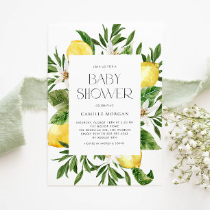 Botaniska babyskor med vattenfärg Lemon Ram Inbjudningar