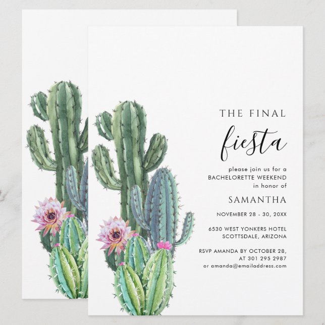 Botaniska Bachelorette Helg Party och Itinerary Inbjudningar (Fram/baksida)