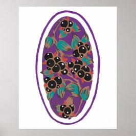 Botaniska bär, Art Deco blommigt Clipart Small Poster