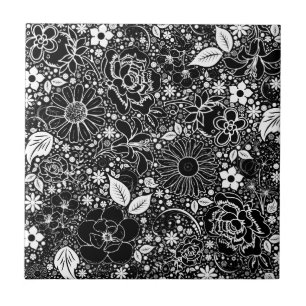 Botaniska Beauties Black and White Kakelplatta