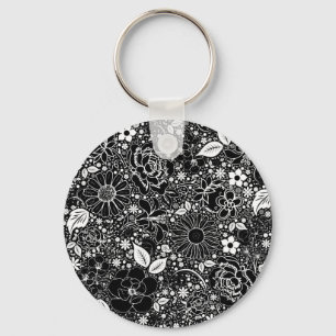 Botaniska Beauties Black and White Nyckelring