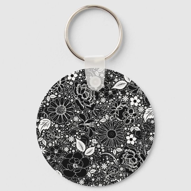 Botaniska Beauties Black and White Nyckelring (Framsida)