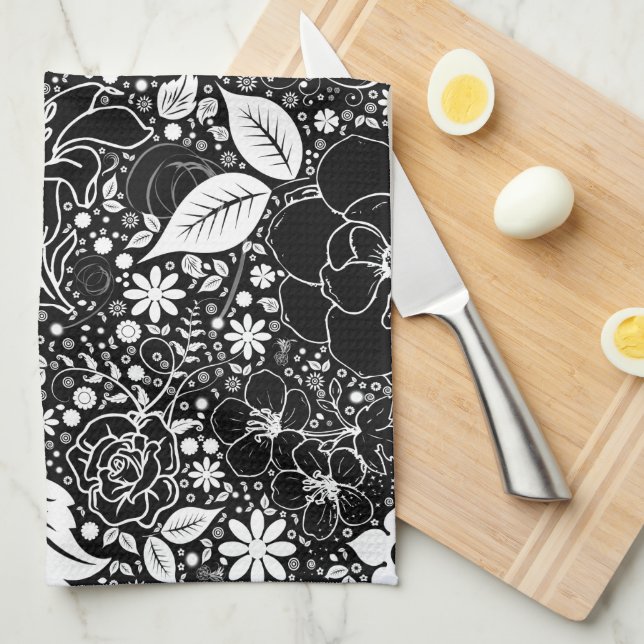 Botaniska Beauties Black n White Kitchen Towel Kökshandduk (Vikt i Fjärdedel)