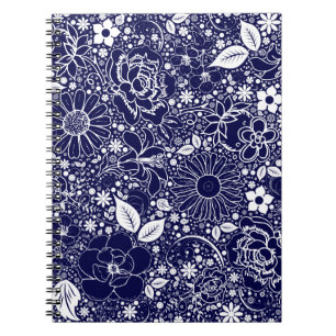 Botaniska Beauties Blue Anteckningsbok Med Spiral