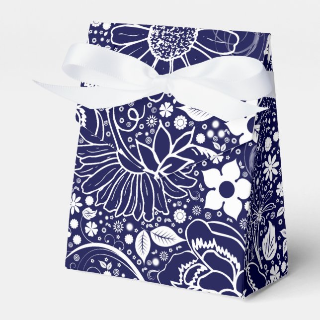 Botaniska Beauties Blue RIBBON FAVOR BOX Presentaskar (Framsidan Sidan)