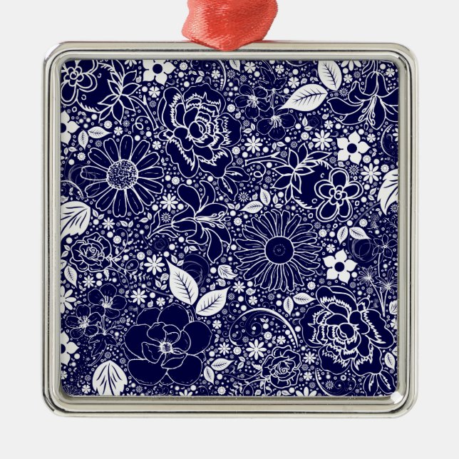 Botaniska Beauties Blue Sq Premium Ornament (Framsidan)