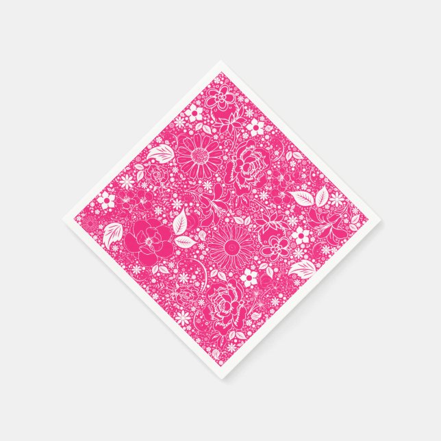 Botaniska Beauties Bright Rosa-Pappra Party Napkin Pappersservett (Hörn)