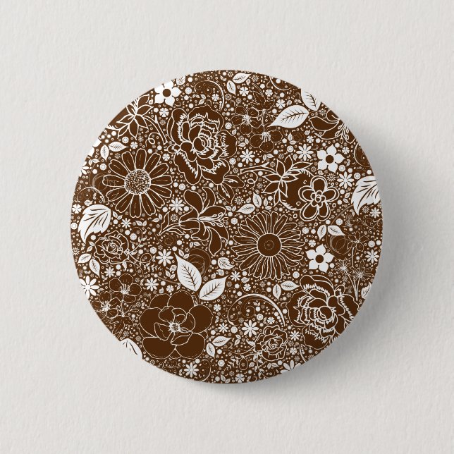Botaniska Beauties Brown PinBack-knapp Knapp (Framsida)