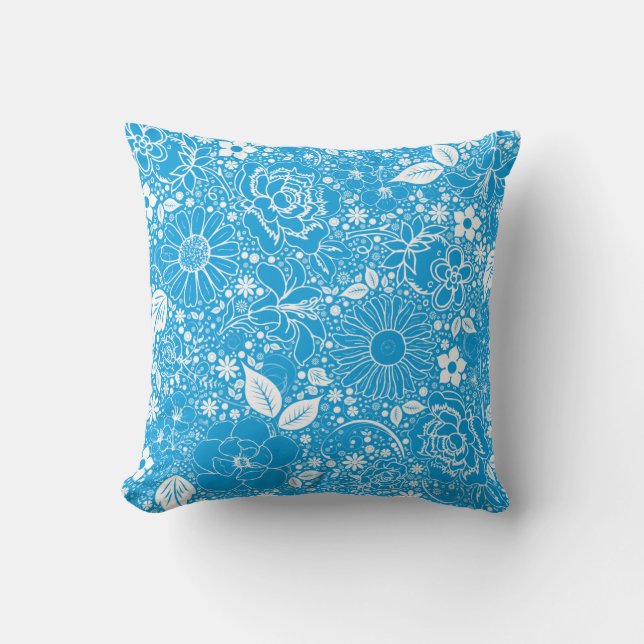 Botaniska Beauties Light Blue DEKORATIV KUDDE (Framsida)