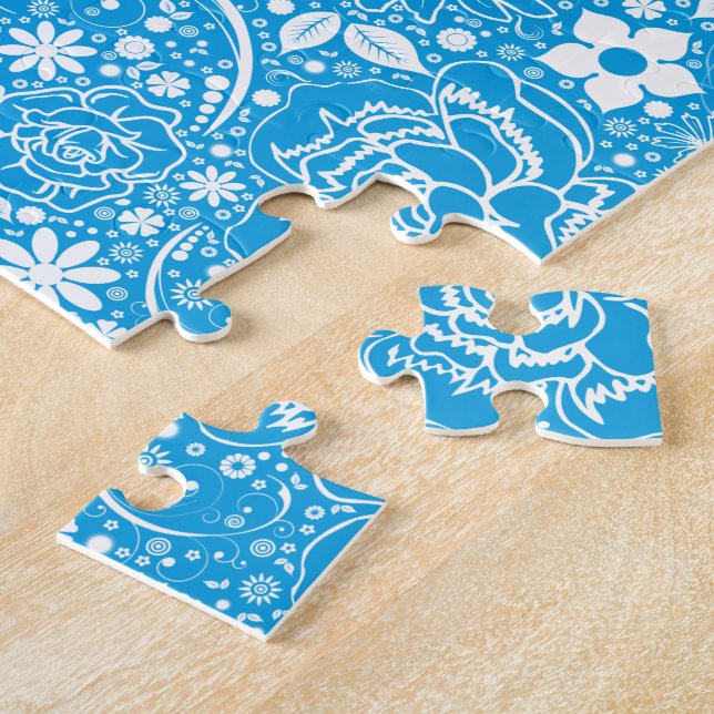 Botaniska Beauties Light Blue Puzzle Pussel (Sidan)
