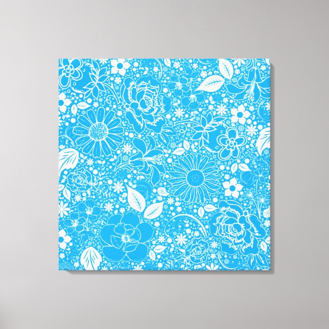 Botaniska Beauties Light Blue Wrapped Canvas (Framsida)