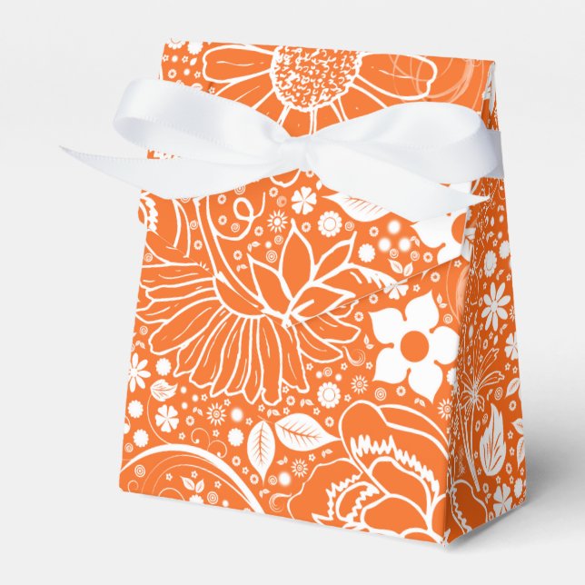 Botaniska Beauties Orange RIBBON FAVOR BOX Presentaskar (Framsidan Sidan)