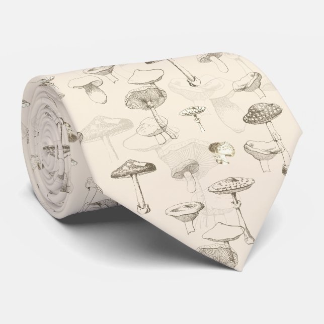 Botaniska Beige Forest Mushroom Mönster Slips (Rullad)