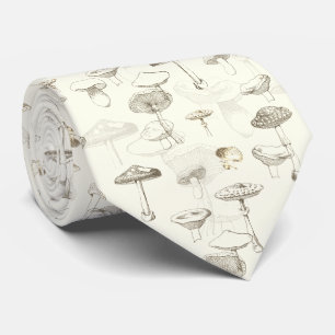 Botaniska Beige White Forest Mushroom Mönster Slips