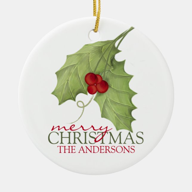 Botaniska berries Rustic Helgdag Anpassningsbar Fa Julgransprydnad Keramik (Framsidan)