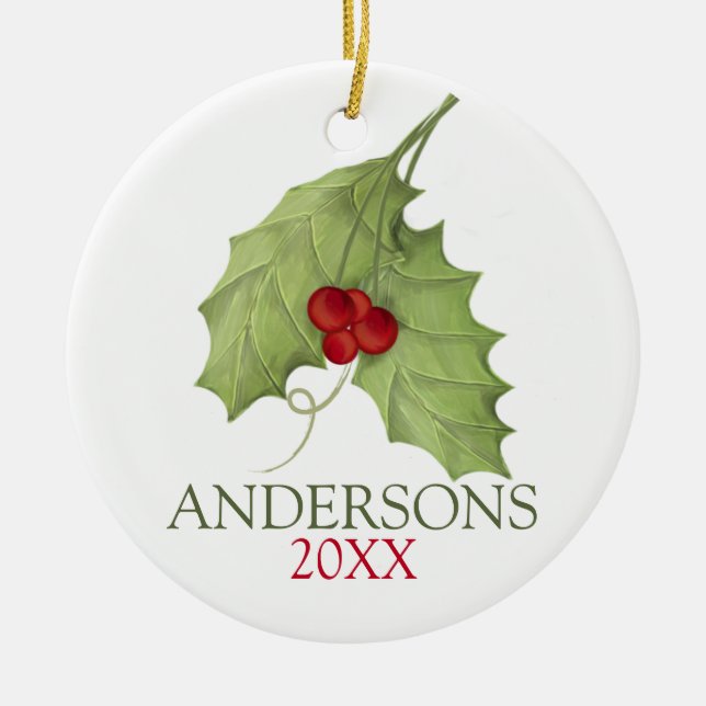 Botaniska berries Rustic Helgdag Greenery Family Julgransprydnad Keramik (Framsidan)