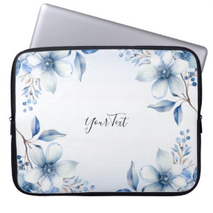Botaniska Blåa blommor Laptop sleeve