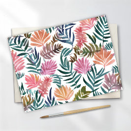 Botaniska blad akvarell | Blommig färgglad söt Vykort