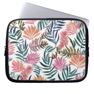 Botaniska blad akvarell Blommigt färgrikt blad Laptop Fodral