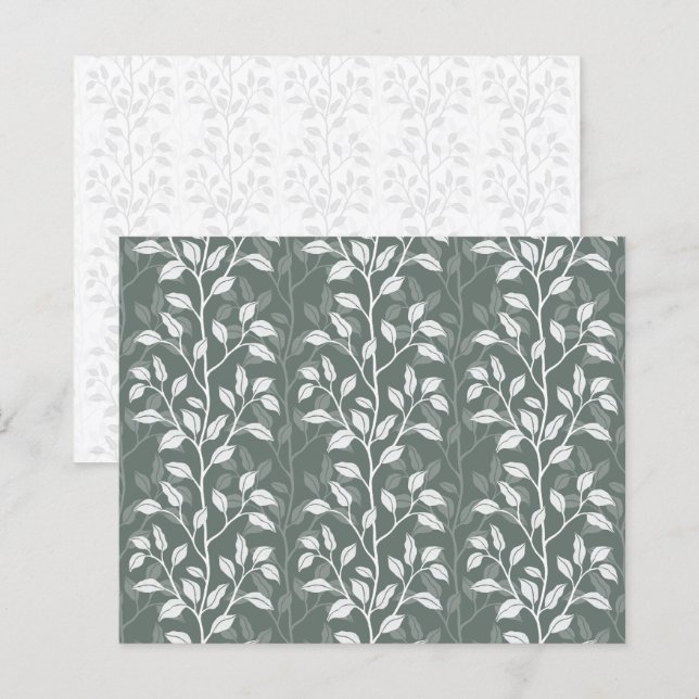 Botaniska blad djup salvia grön scrapbookpapper (Fram/baksida)