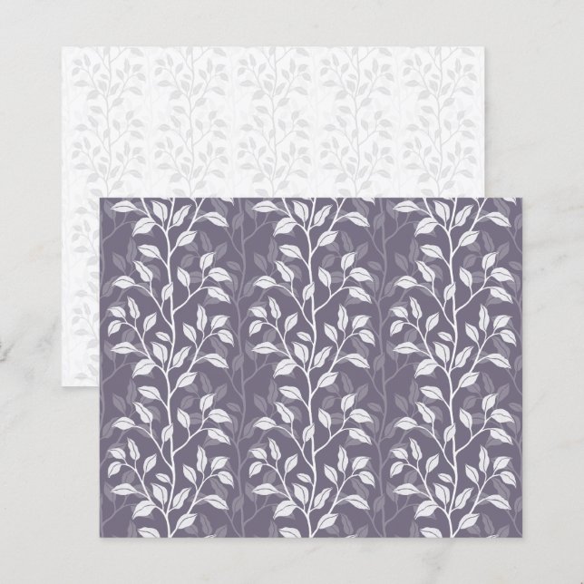Botaniska blad djupt lila scrapbookpapper (Fram/baksida)
